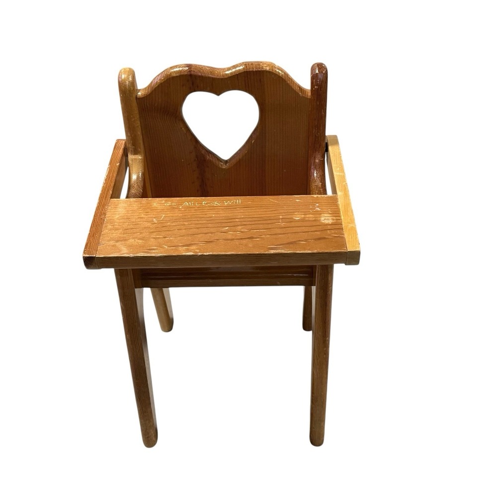 Vintage Wooden Doll High Chair - Heart Cutout Shabby Chic / DIY Flip Project 17"